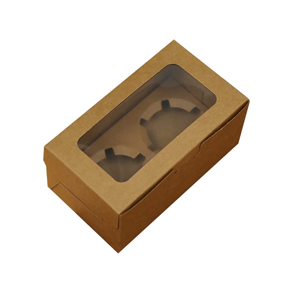 Cupcake Boxes, 20 Pack Bakery Cupcake Containers, Cookies Container for Muffins, with Observation Window and Removable Inner Support, for Cookies, Cupcakes, Pastry Packaging, Muffins (2 Hole)