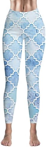 ARTSHOWING Women Leggings Trousers Geometric Blue Gradient Athletic Workout Fitness Yoga Cropped Pant
