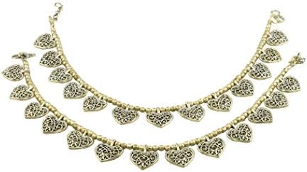 Tripti Light Weight Dangling Valentine Love Hearts Gorgeous Charm Oxidized Silver Payal Anklets for Women and Girls