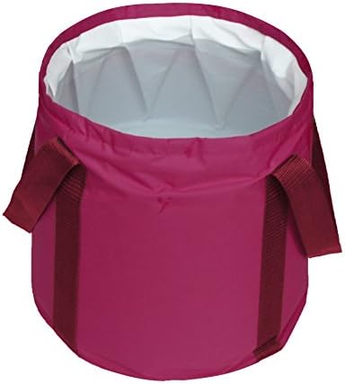 JRui Multifunctional Compact Collapsible Bucket Lightweight & Durable Portable Folding Water Container Foldable Leakproof Camping Wash Basin Folding Bucket Footbath with Carrying Pouch 30L (Wine red)