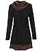 Styleword Women's Long Sleeve Drape Scarf Neck Patchwork Casual Tunic Top(Black,XL)