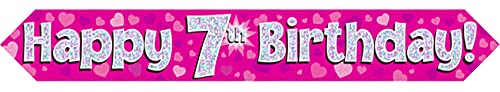 Oaktree UK 9ft Banner Happy 7th Birthday Pink