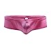 FEESHOW Men's Shiny Low Rise Bikini Briefs Bulge Pouch Cheeky Underwear Swimwear Hot Pink XX-Large (waistline:32.0-42.0