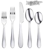 Silverware Set, Stainless Steel Flatware Silverware 20-Piece, Cutlery Mirror Polished Utensil, Tableware Sets Include Knife Fork Spoon for Kitchen Service for 4