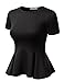 Doublju Stretchy Flare Peplum Blouse Tops for Women with Plus Size (Made in USA)