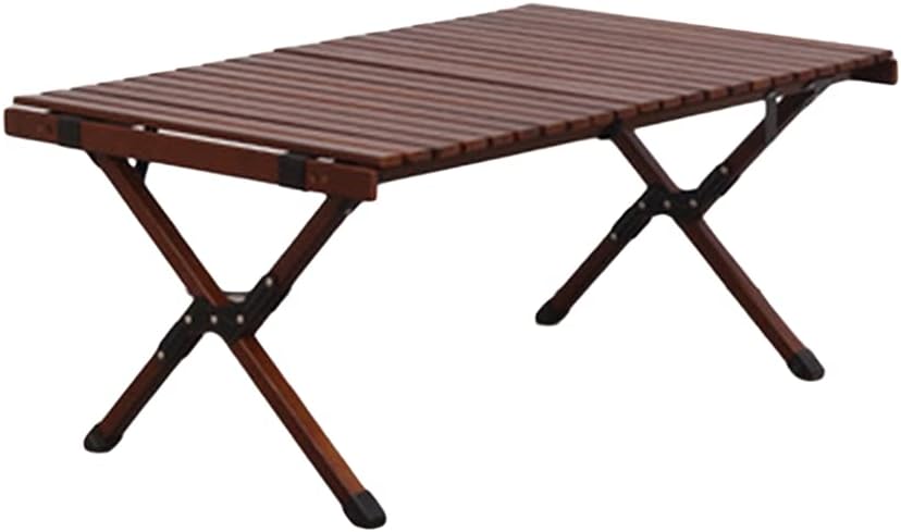 Folding Picnic Table, Portable Outdoor Wooden Dining Table, Egg Roll Folding Beach Table for Party Picnic Travel Barbecue Beach, Etc.: Kitchen & Dining