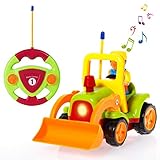 SGILE RC Dump Truck Tractor Toy, Remote Control Truck Bulldozer Car Toy with Music Radio, Birthday Gift Present for Toddlers Baby Kids Child,Green