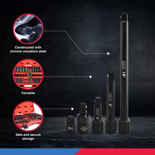 NEIKO 02330A 1/2 Impact Socket Set, 45 Piece Deep and Shallow