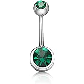 ZYTAIJEW Hypoallergenic 14G 10mm G23 Pure Titanium Internally Threaded Belly Button Rings Petite Navel Ring for Women Body Piercing Jewelry Colorful CZ ASTM F136 Belly Bars