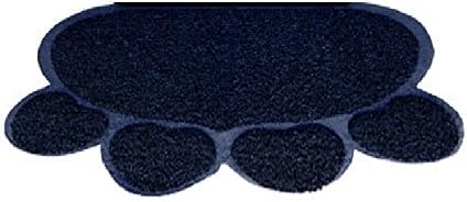 Cat Litter Mat - 23.5 x 17.75 Inches - Kitty Soft Scatter Control System for Trapping Food Waste Anti-Tracking Water Mess - Paw Print for Comfortable Neat Clean Tidy Environment (Dark Blue - 3-Pack)