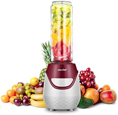 Comfee 250W Personal Blender with 1 x 20 Oz Tritan Sport Bottle and Travel Lid. Mini Portable Smoothie Maker for Smoothies, Shakes, Baby Food and Healthy Drinks (Red)