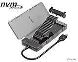 NVMe M.2 SSD USB 3.1 Gen2 Enclosure, Portable NVMe External Adapter, PCIe M2 SSD Case Memory Card Reader, NVMe Memory Hard Drive Converter Caddy Box, Tool-Free with Heatsink, 10Gbps USB C plug