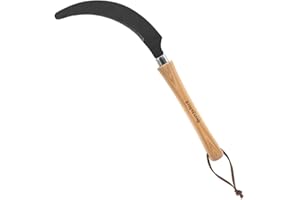 Berry&Bird Grass Sickle with Sawtooth, Heavy Duty SK5 Carbon Steel Blade Sickle Knife Scythe Garden Tool, Brush Clearing Sick