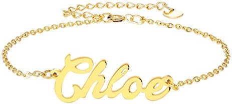 LAOFU Personalized Name Bracelet 18k Gold Plated Link Bracelet, Custom Made Jewelry in Any Name, Gift for Women