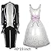 Ezing 40inch Groom Bride Wedding Dress Foil Balloon Party Decoration Marriage with 30inch Diamond Ring and 18inch I Lvoe You Heart Balloon(G)