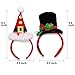 Christmas Headbands 4 Packs 9.5-11.8 inches, Christmas Bell Headband, Reindeer Antlers Headband with Bells, Xmas Tree with Star Headwear and Black Santa Hat Headband for Holiday Party, Fabric
