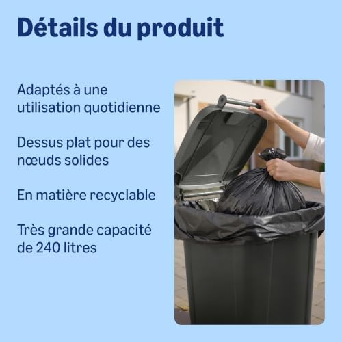 Sacs pour Poubelles à Roulettes (Dessus Plat) 30 x 240litres
