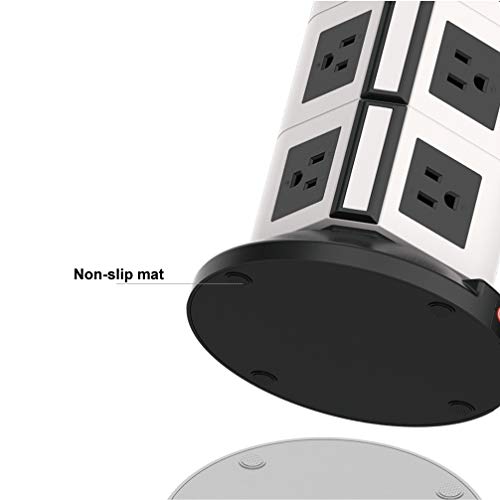 Power Strip Tower SAFEMORE Surge Protector Desktop Charger Station 12 Outlets Multiple Plug Outlet 110V-250V (6.5ft / 2M Long Power Cord) for Small Home, Kitchen and Office Appliance -White +Black - Thumbnail 5