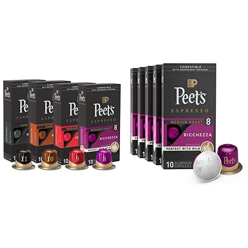 Peet's Coffee Espresso Capsules, Variety Pack (40 count) & Ricchezza