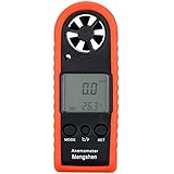 Mengshen Portable Digital Anemometer Handheld LCD Electronic Wind Speed Air Volume Measuring Meter Backlight Handheld Weather Meter/Windspeed, Temperature MS-M383