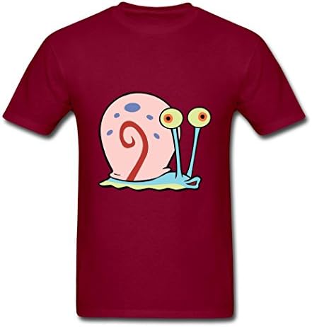 ZHEDZU Men's SpongeBob SquarePants Gary Cool T Shirt Cotton Burgundy L