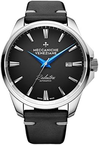 Meccaniche Veneziane Men's Automatic Watch Redentore 1201009 Black with Leather Strap Swiss Made