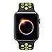 Inteny Apple Watch Band Series 1 Series 2, Soft Silicone Sport Band Replacement Wrist Strap for iWatch, 42mm M/L Black&Volt
