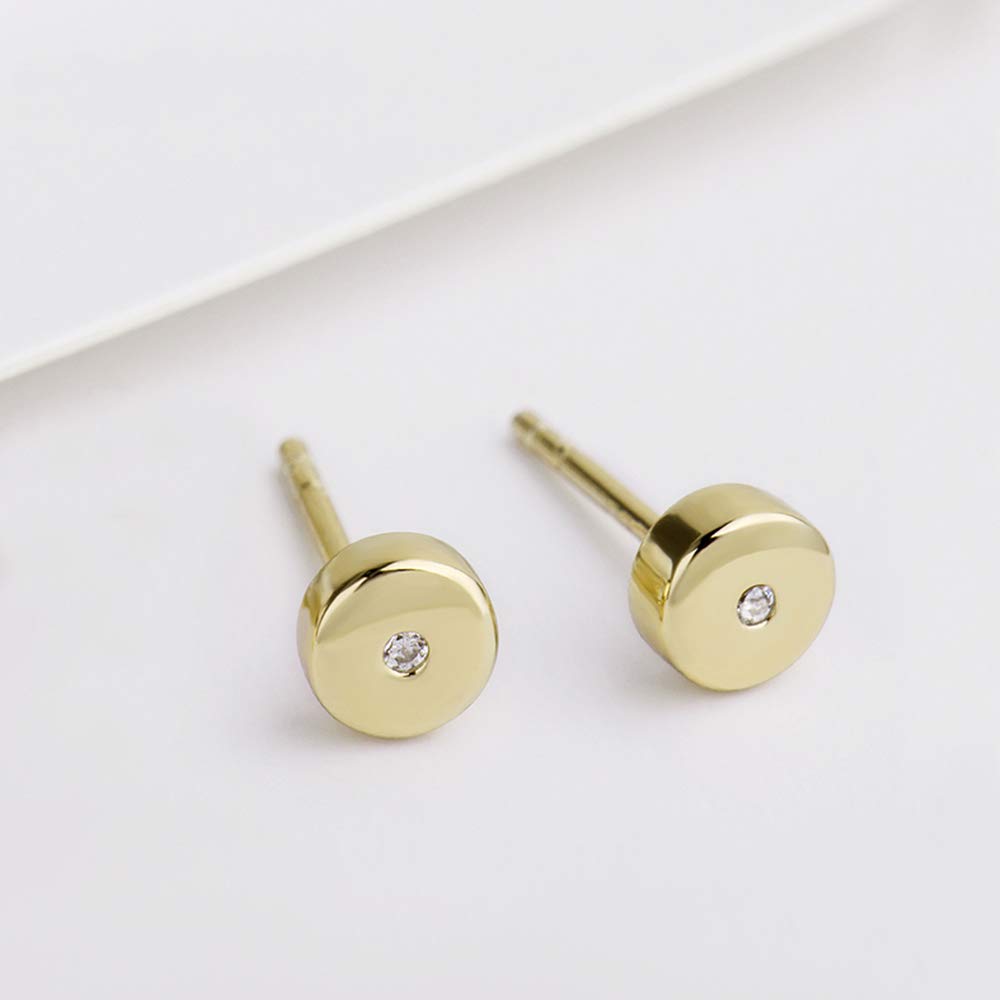 JORA Minimalism Tiny Dot Earrings 18K Gold Plated Round Disc Stud Earrings