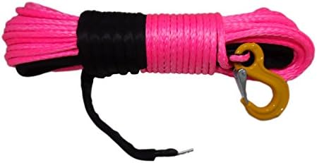 California Cordage 5/16" x 50' Pink DynaTech UHMWPE Winch Rope with G80 Forged Hook