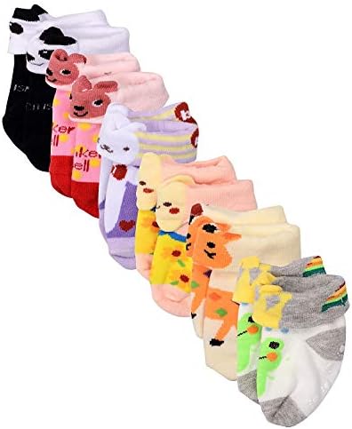 Little Swag Baby Boy's and Girl's Cotton Anti-Slip Unique Prints Grip Soft Socks (6-18 Months, Multicolour)