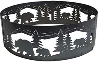 P D Metal Works Solid Steel Campfire Fire Ring W Bears N Cubs Cutouts 48 In Dia