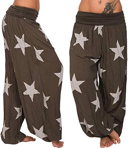 Plus Size 5XL Fashion Star Print Long Pants High Elastic Waist Baggy Pants Boho Style Trousers Women Harem Pants