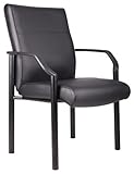 Boss Office Products B689 Mid Back LeatherPlus Guest Chair in Black