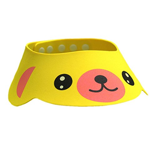 Datework Adjustable Baby Child Kids Shampoo Bath Shower Cap Wash Hair Hat (Yellow)