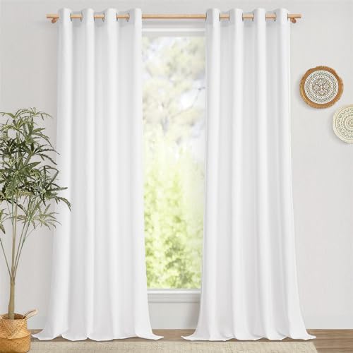 MRTREES Leinen-Voile-Vorhänge mit Ösen, halbtransparent, für Schlafzimmer, Wohnzimmer, Tür, 2 Paneele, halbtransparent, Fensterbehandlungen, 132 x 228