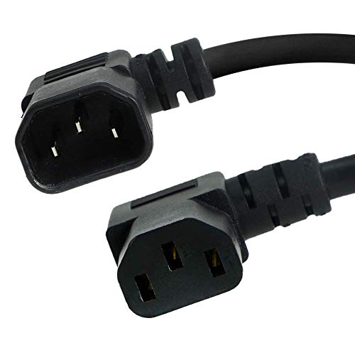 C14 Left to C13 Left Power Cord - 6 Foot, 10A/250V, 18/3 SJT, IEC 60320 - Iron Box Part # IBX-6423-06