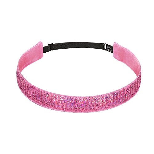 BaniBands Girls Workout Sports Headbands | Sequin for Dance Jazz Cheer Volleyball Tennis Gymnastics | Colors to Match Costumes Uniforms Outfits | for Youth Teens Girls Women | Non-Slip | Pink Sparkle