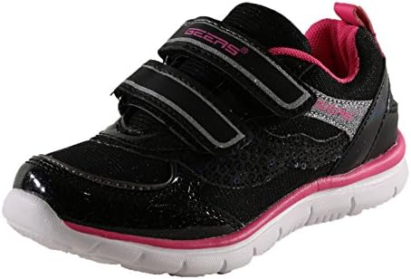 Geers Girls Toddler 1311 Black/Fuchsia Double Velcro Strap Casual Sneaker - 10 M US Toddler