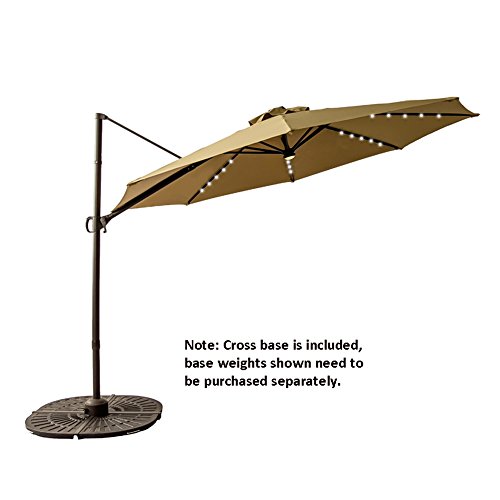 image for FLAME&SHADE 10' Solar LED Offset Cantilever Umbrella for Outdoor Deck,