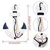 Skelang 13" Wooden Ship Wheel and Wood Anchor with Fish Rope Net Seashells Ornaments, Boat Steering Rudder Decor for Nautical Theme Wall Decor, Beach Theme Home Decoration, Pack of 2