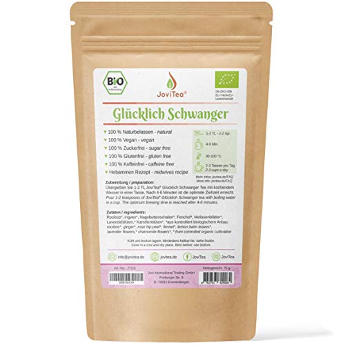 JoviTea® Glücklich Schwanger Tee BIO + Traditionelle Rezeptur + Schwangerschaftstee + geeignet während der Schwangerschaft + 100% natürlich und ohne Zusatz von Zucker - 75g – Bild 3