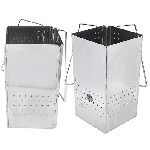 Barbecuegrill, Opklapbare BBQ-kachel Roestvrij staal Houtgestookte Grill Draagbare houtskool Brandhoutkachel voor… - Image 5