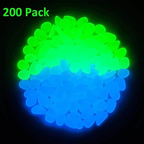 200PCS Glow Stones in the Dark Glow Garden Pebbles for Garden Walkway and Decor