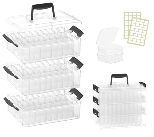 VANSUNS Bead Organizer Box 90 Pcs, 3-Tier Large Capacity Stackable Bead Storage Containers, Portable Plastic Craft Organizers for Jewelry Making, Bracelets, DIY, Nail Art Charms