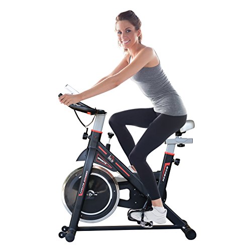 HOMCOM 8kg Flywheel Stationary Exercise Bike Racing Bicycle Home Fitness Trainer with Adjustable Resistance LCD Display… - Image 4