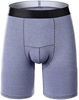 Zoilmxmen Men's Sport Cotton Long Running Wear Leg Boxer Brief Super Soft,24hr Boxer Short Blue