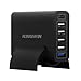 Kingwin 60W 6-Port USB Quick Charge 3.0 for Home & Office W/USB Type C Port Desk Charger for iPhone 7/6S/Plus, iPad Pro/Air 2/Mini/iPod, Galaxy S8/S7/S6/Edge, Note5/4, LG, Nexus, HTC, Etc