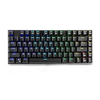 DERTHWER Gaming Keyboard, 81 Key USB Wired RGB Backlit Outemu Blue Switch Mechanical Gaming Keyboard Black Compact Computer Keyboard (Color : Black, Size : One Size)