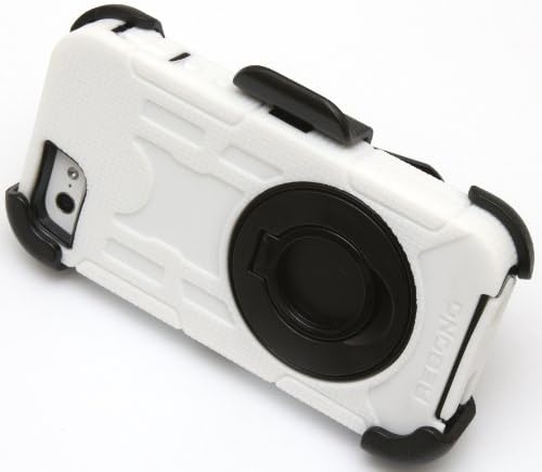 Rebono Rugged Shockproof Defender Armor Case For iPhone 5/5s/SE With Rotating Belt Clip &amp; Kickstand (WHITE)