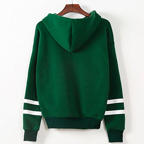 Sunhouse Women Autumn And Winter Loose Long Sleeve Fashion Casual Fleece Hooded Pullover Sweatshirt (M, Green)
